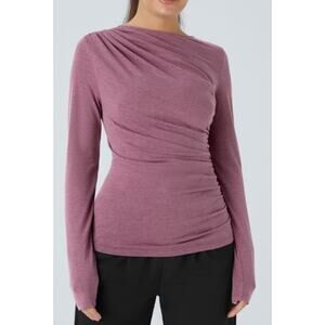 Brand New Halara Women's Size XL Red Violet Floral Long Sleeve Top Shirt